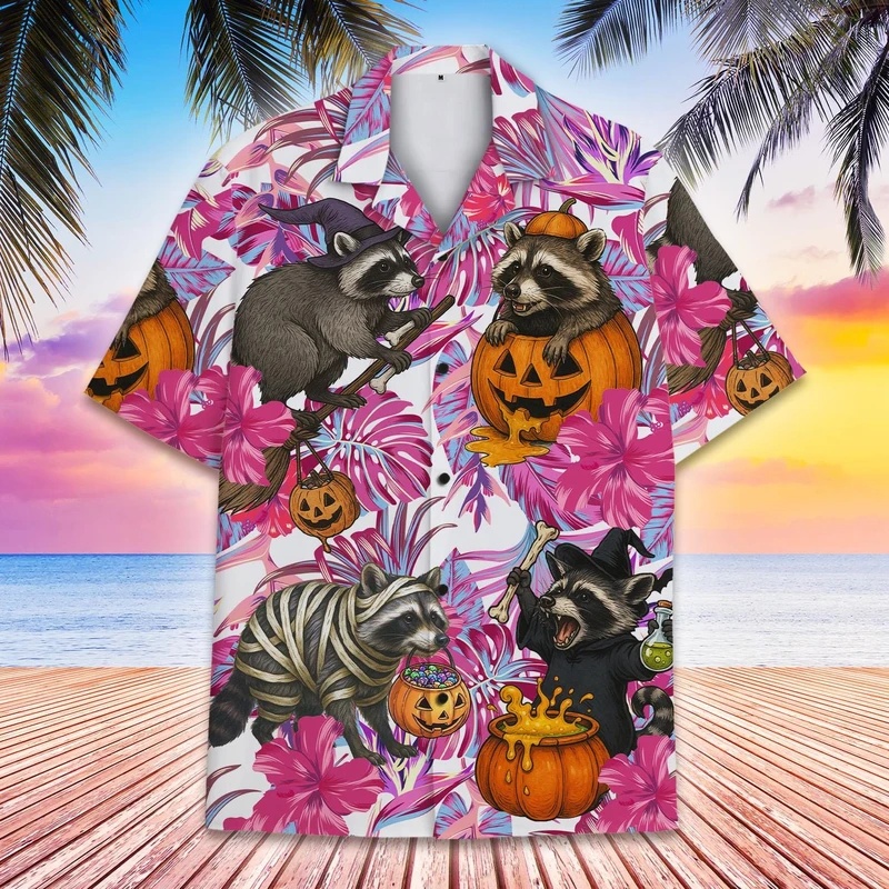 Vintage Hawaiian Floral Shirt - Erkek Yazlık Hawaii Rakun Balkabağı Y2k