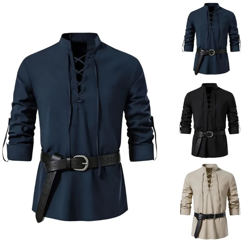 Erkekler için Orta Çağ Viking  - Medieval Gothic Lace Up Pirate Shirt incelemesi ve fiyatı