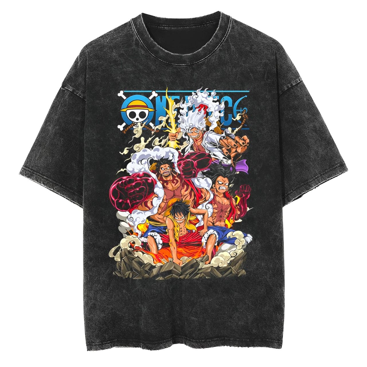 One Piece Luffy Gear 2 3 4 5 T - Acid Wash Vintage Graphic T Shirt incelemesi ve fiyatı