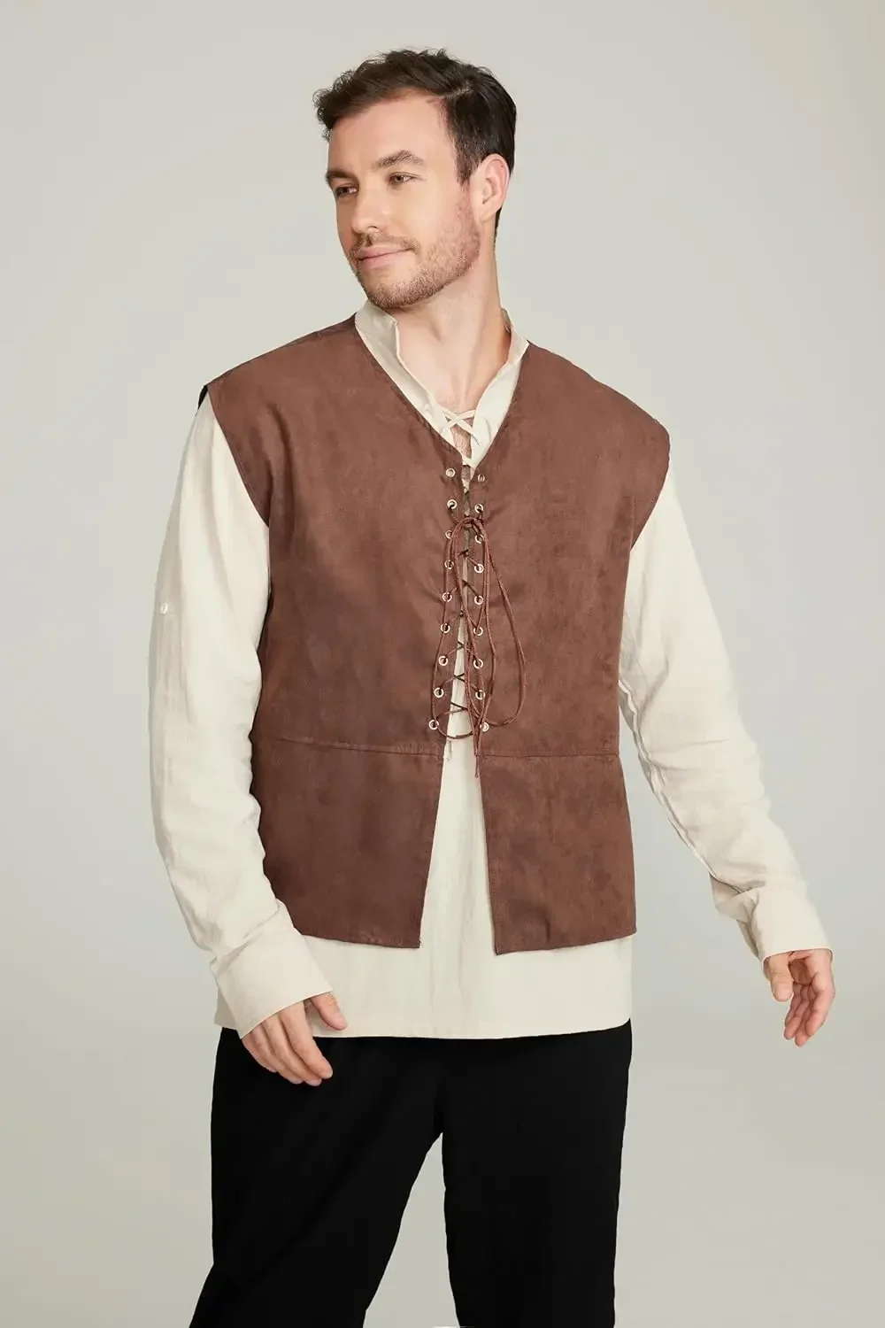 2 Parçalı Set Erkek Orta Çağ K - Medieval Gothic Lace Up Pirate Shirt incelemesi ve fiyatı