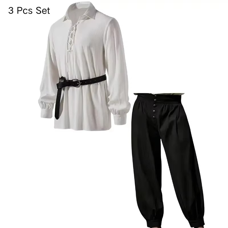 Erkekler için Orta Çağ Viking  - Medieval Gothic Lace Up Pirate Shirt incelemesi ve fiyatı